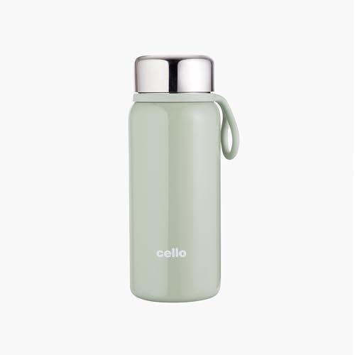 Image of Cello Glitz Thermosteel Flask, 300ml, Pista | 24 Hours Hot and Cold Stainless Steel Bottle | Flask for Tea Coffee | Ideal for Office, Gym, Home, Kitchen, Hiking, Travel Bottle