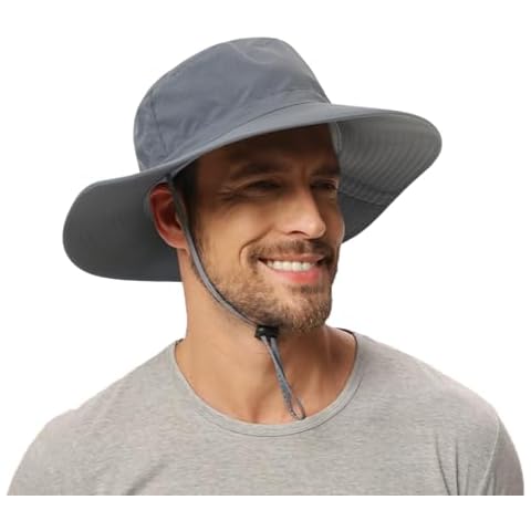 Rosoz Sun Hat for Men Women Cooling Boonie Hats Breathable Wide Brim Fishing Bucket Hat Beach Hat Safari Hiking Garden Summer UV Protection Dark Grey Cover