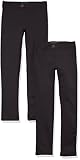 Amazon Essentials Pantalon à coupe ajustée en tissu ponte tricoté - Uniforme Fille, Lot de 2, Noir, 4 ans