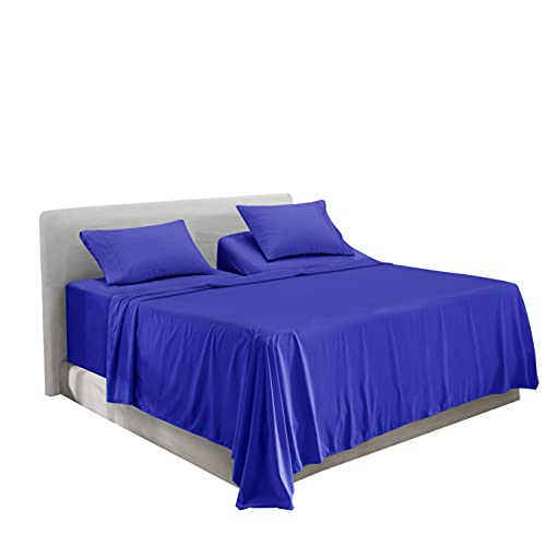 Image of Hearth & Harbor Extra Deep Pocket Split King Sheets - 5 Piece Hotel Luxury Bed Sheets Set Fits Up to 24 inch Mattress - Soft & Breathable Luxury Split King Bed Sheet Set, Split King, Royal Blue