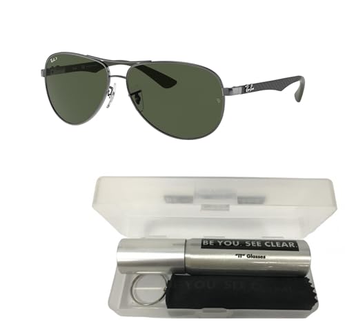 Ray-Ban RB8313 Sunglasses Bundle: RB 8313 CARBON FIBRE 004/N5 Gunmetal Dark Green and Eyewear Cleaning Kit2
