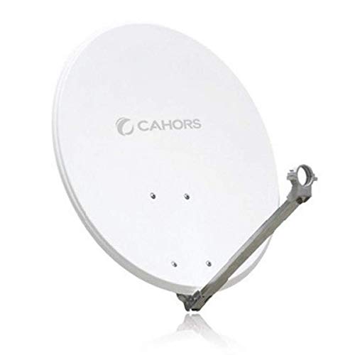 Cahors Parabole Satellite Acier Blanche 65cm avec Support LNB idéal Astra Hotbird Eutelsat
