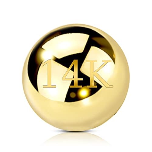 OUFER 14K Solid Gold Clea CZ Replacement Ball Externally Threaded for Belly Button Rings Yellow