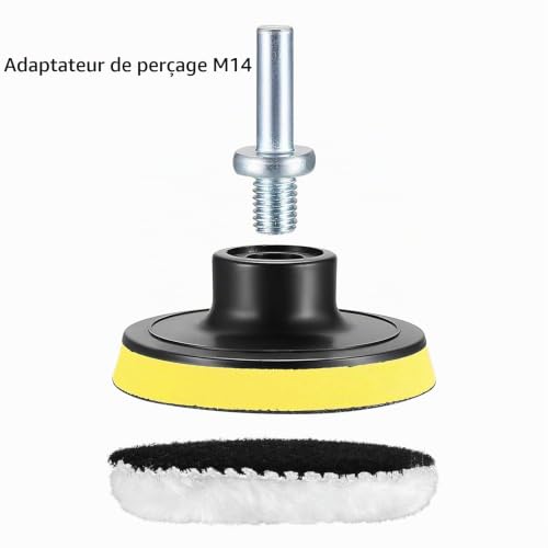 MMDBD Lot de 12 tampons de polissage de voiture en laine de 7,6 cm pour perceuse, polissage, cirage, compatible avec verre, avec adaptateur de perceuse – vue 4
