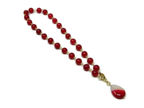 Collier ras de cou en jade rouge DodiGioielli avec pendentif agate bicolore