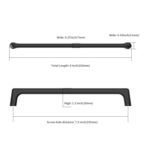 Image of 9BUILD 10 Pack Matte Black Cabinet Pulls 7.5 Inch Kitchen Cabinet Handles Cabinet Hardware Kitchen Handles for Cabinets Cupboard Handles Black Dresser Pulls Drawer Handle