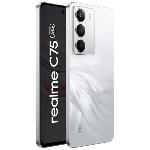 Image of realme C75 5G Smartphone Android 15 Display 6.67 inch FHD 120Hz 6000mAh Battery 45W Charge 4GB RAM 128GB ROM Dual SIM Support AI Camera Fingerprint WiFi GPS (White)
