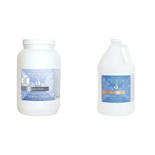 Image of Soothing Touch Unscented Versa Creme and Jojoba Massage Lotion Bundle (1 Gallon Each) | Maximum Moisture and Deep Hydration | for Professional Massage Therapists