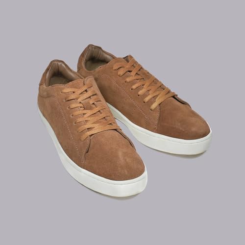 Image of HIDE & LEATHER Capri Tan Suede Sneakers Premium Comfort Style | Lightweight Casual Shoes