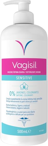 Vagisil Higiene Íntima Diaria Sensitive Mujer, Gel Para Uso Diario, Limpia Suavemente La Piel Sensible, Equilibra el pH, Sin Jabón, sin colorantes y sin fragancia, 500 ml