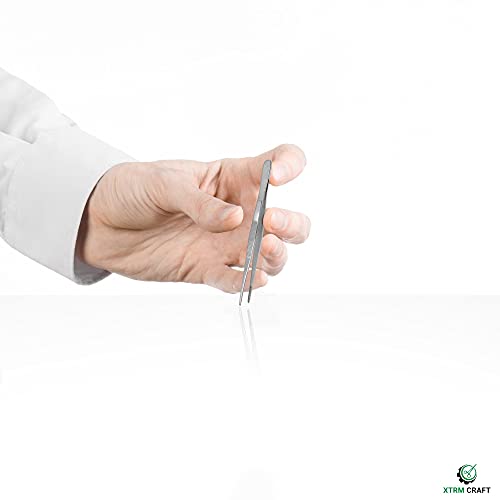 Xtrm Craft Thumb Dressing Forceps, Mulipurpose Tweezer Stainless Steel, Serrated Tip Straight 4.5 Inch #TOP2