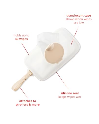 Image of Skip Hop Baby Wipes Dispenser Case, Holds Up to 40 Wipes, Grab & Go Travel Wipe Holder with Snug Seal, Oat