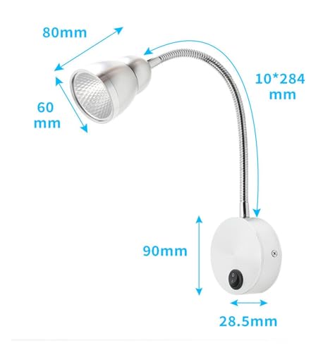 Lámpara de lectura LED para cabecero en color plata con brazo flexible de 3W 2