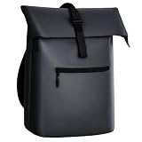 Gloop Rolltop - Mochila impermeable para hombre y mujer, gran capacidad, diseño clásico con funcionalidad, elegante mochila de viaje para viajes, ciclismo, Negro , 32x13x46cm