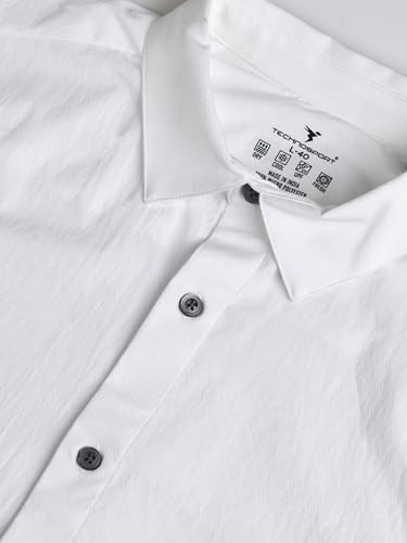 Image of TECHNOSPORT Men's Polyester Slim Fit Solid Casual Shirt with Ts Lytra
