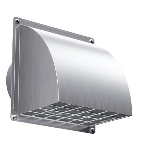 HG Power Rejilla Ventilación 100mm Exterior Inox – Válvula antirretorno magnética, Cero Inoxidable rejilla extraíble con campana curva para cocina, baño, secadora, Ø10 cm, Plateado