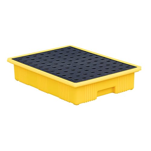 Genérico Paleta Industrial para contención de derrames con Rejilla de Drenaje, 49x36x10 cm, solución de Almacenamiento de bidones de Alta Resistencia para la manipulación Segura de Productos químicos