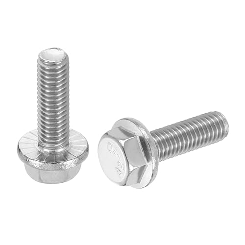Pernos hexagonales M5-0,8 x 16 mm uxcell de acero inoxidable 304 con brida métrica, 50 uds