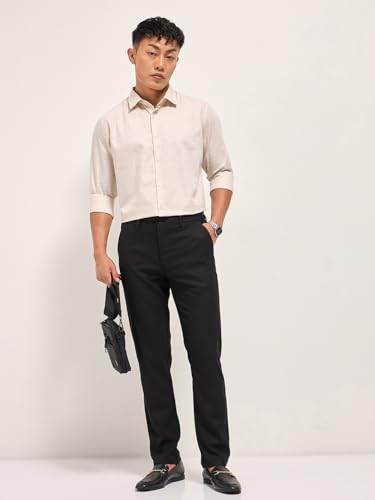 Image of THE BEAR HOUSE Men's Solid Tailored Fit Formal Shirt