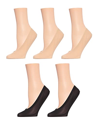 Image of MeMoi Women's 5 Pair Pack Fine Edge Nylon No Show Liner Socks