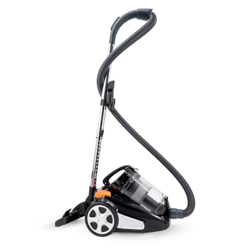 Nedis VCBS250GY, aspiradora sin bolsa, 700 W, capacidad de polvo: 3,0 l cepillo combinado radio de acción: 8,50 m-HEPA filtro de aire - Antracita/Naranja/Negro, ABS, 335, 700 W