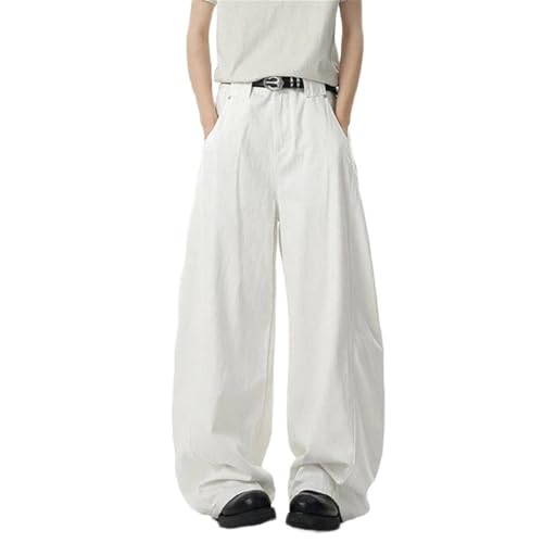 Men High Street Wide Leg Denim Pants Summer Baggy Casual Office Work Trousers Streetwear