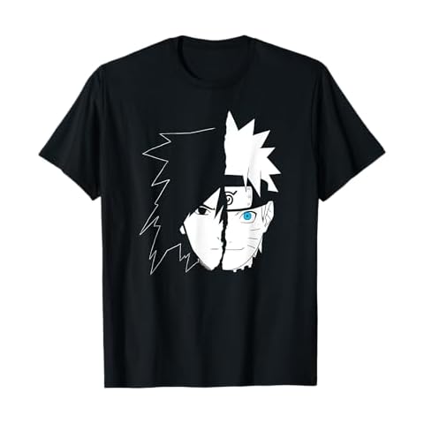 Naruto Shippuden & Sasuke Split Face Anime T-Shirt Cover