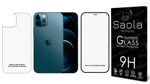 Image of Saola HD+ Front And Back Tempered Glass For Apple Iphone 12 Pro Max - Comes with One Minute Easy Installation Kit & Wipes. (Back is Not Glass, Its a Flexible Protector)