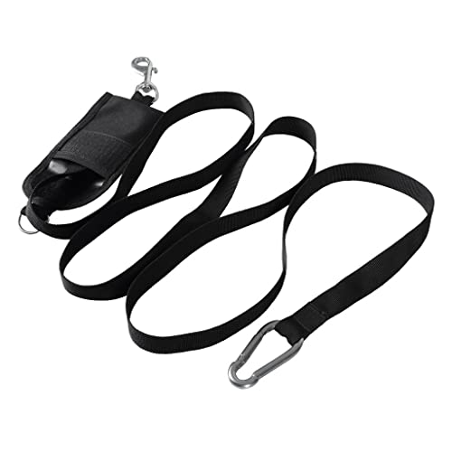 DYNWAVE Heavy Duty Scuba Diving Jon Line Webbing Stop with Pouch Clip D Carabiner, Diving Spring Clip Lanyard with Quick Release Buckle for Underwater