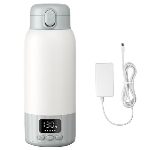 Image of 17oz Portable Bottle Warmer for Travel, Milk Warmer, Portable Water Warmer for Breastmilk & Formula, Bottle Warmer On The Go, Fast and Even Heating, Leakproof, with Adapter