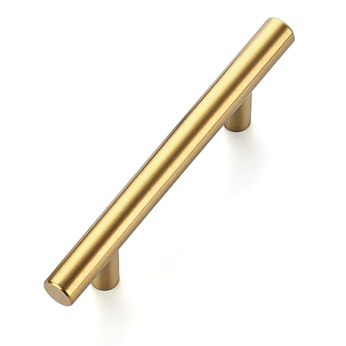 Image of Ravinte 1 Pack 6 inch Cabinet Pulls Brushed Brass Stainless Steel Kitchen Drawer Pulls Cupboard Handles Cabinet Handles 3.75 inch Hole Center