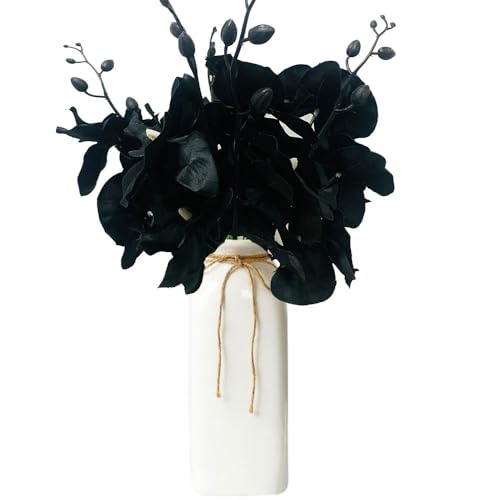 SHUYUNGE Artificial Orchid Set of 5 Artificial Fake Flowers Real Touch Butterfly Orchid Simulation Silk Dancing Orchid for Wedding Home Table Centerpiece Decoration (Black)