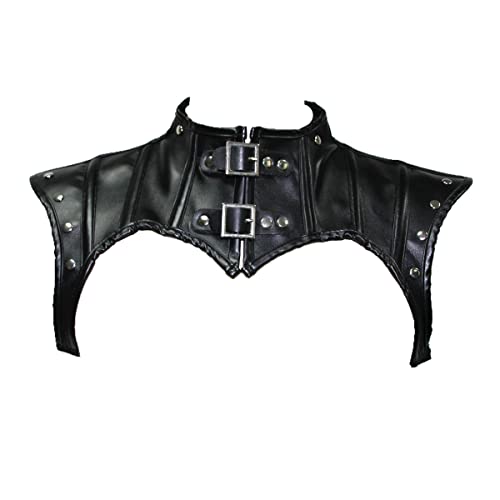Womens Steampunk Gothic Leather Costume Shoulder Shoulder Armor Shoulder Jacket Shrug Armor Leather Shoulder Armor Steampunk Gothic Shoulder Epaulet Pauldron Armour Collared Harness Rivets Jacket-XL