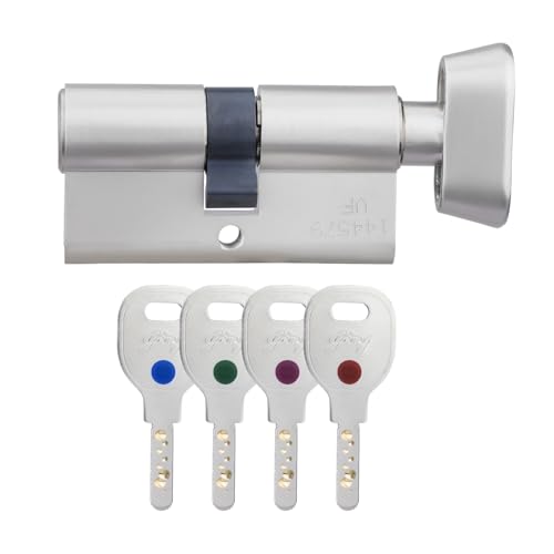 Image of Godrej Cylinder | Europrofile Ulturo XL+ | 1CK 60mm | Satin Steel Finish | Door Thickness Upto 40mm | 4 Keys