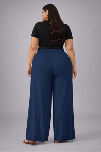 Image of KOTTY Women's Plus Size Wide Leg Pants with Elastic Waist Relaxed Fit Comfortable Casual Travel Wear Style