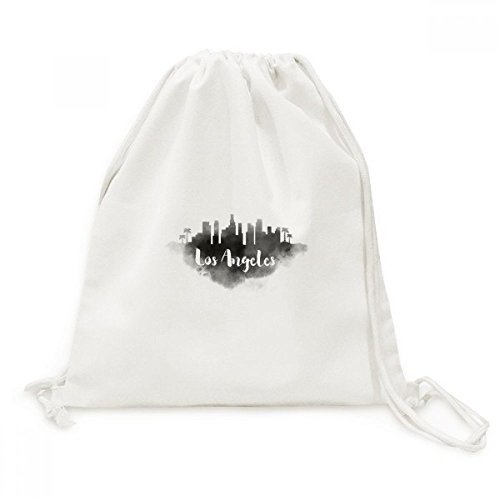 Sac à cordon Los Angeles en toile pour voyage et peinture d'encre de ville