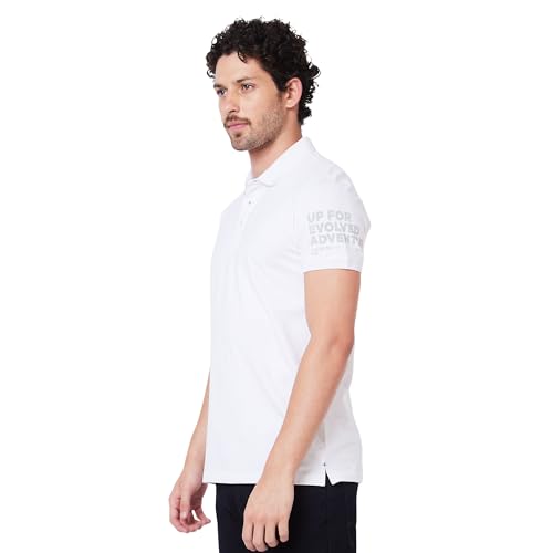 Image of Spykar Men's Slim Fit Ribbed Collar Half Sleeve Solid Casual T-Shirt