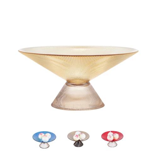 Cuenco decorativo de cristal elevado para evitar mesas sosas con diseño de olas 2