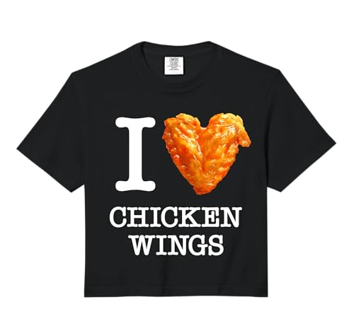 I Love Chicken Wings Crispy, Spicy, for hot Sauce Fans.White Comfort Colors Crop Top