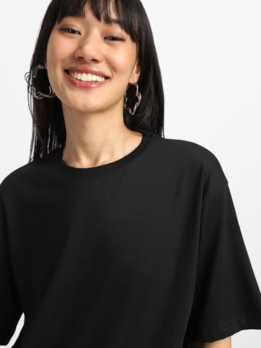 Image of JUNEBERRY Pure Cotton Drop Shoulder Oversized Baggy Fit Half Sleeve Plain Solid Round Neck Multicolor T-Shirt for Women & Girls (Pack of 2) (Sizes S-2XL)