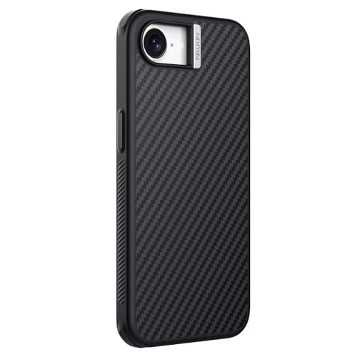 Image of Nillkin Case for Apple iPhone 16E / 17E (6.1 inch Inch) Synthetic Fiber Pro Magnetic Works with Mag Safe Aramid Carbon Tough Waterproof Silver Color