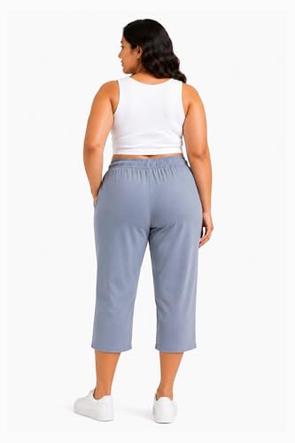 Image of CUPID Woman's Plus Size Plain Cotton Half Pant, 3 /4th Sports n Casual Night Short Pant, Knee Length Indoor n Outdoor Capris for Ladies