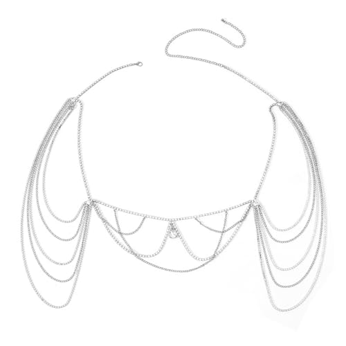 Rhinestone Shoulder Chain Necklace Sexy Arm Chain Bridal Multi-layered Crystal Back Chain Jewelry for Women3