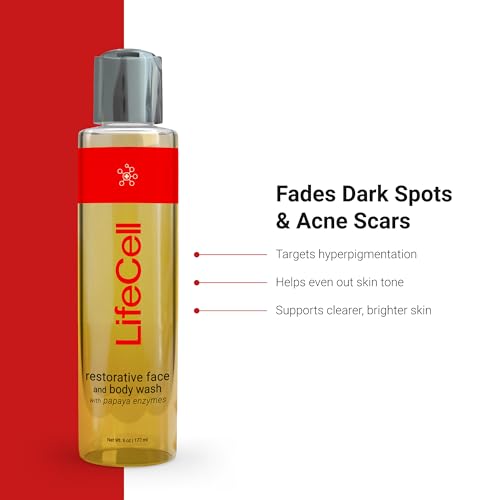 LifeCell Papaya Restorative Anti Aging Face and Body Wash โ Gentle Exfoliating Cleanser for Hyperpigmentation, Acne Scars, Dark Spots & Dull Skin โ 6oz