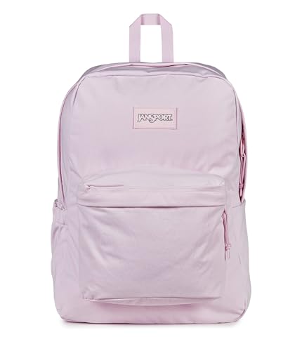 Image of JanSport Superbreak Plus FX Backpack - Work, Travel, or Laptop Bag with Water Bottle Pocket, JanSport Superbreak Plus Fx, Pink Ice /Pink Ice
