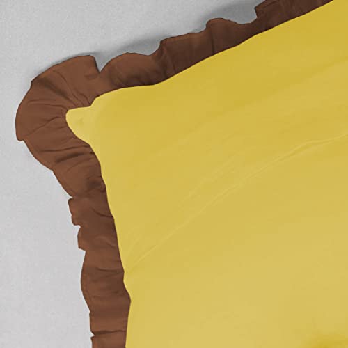 Image of YRM Bedding's Ruffle Beautiful Cushion Cover | Super Soft Elegant Premium Microfiber Frill Cushion Cover Set of 2 (20 inchx20 inch Inches) (Gold /Chocolate Brown)