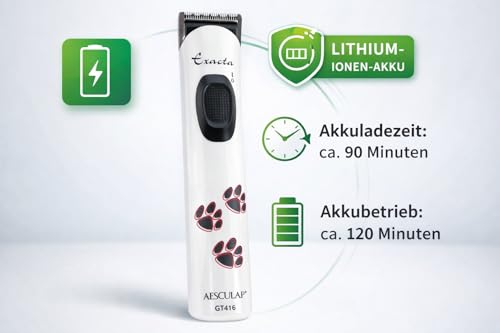 Aesculap Exacta Schermaschine/Tiertrimmer/Pfotentrimmer/Gesichtstrimmer. Akkubetrieben (Li-Ionen Akku) mit Tasche. 43528