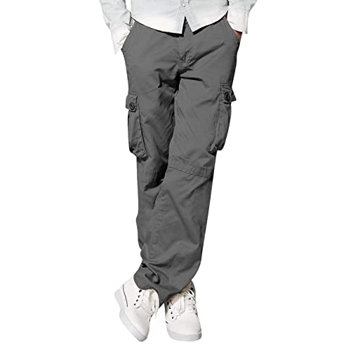 Men's Baggy Cargo Pants Elastic Waist Drawstring Parachute Pants Casual Loose Fit Joggers Hiking with Pockets