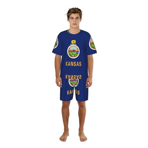 Pyjama Kansas pour homme | Ensemble de nuit imprimé en coton doux
