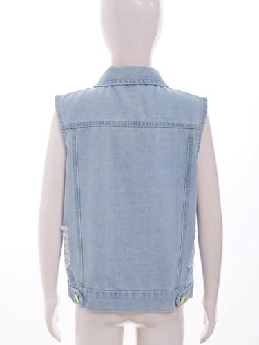 JEATHA Unisex Kids Boys Girls Denim Vest Sleeveless Button-Down Jean Jackets with Turndown Collar4